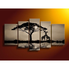 Black and White African Art on Canvas Oil Painting (AR-116)